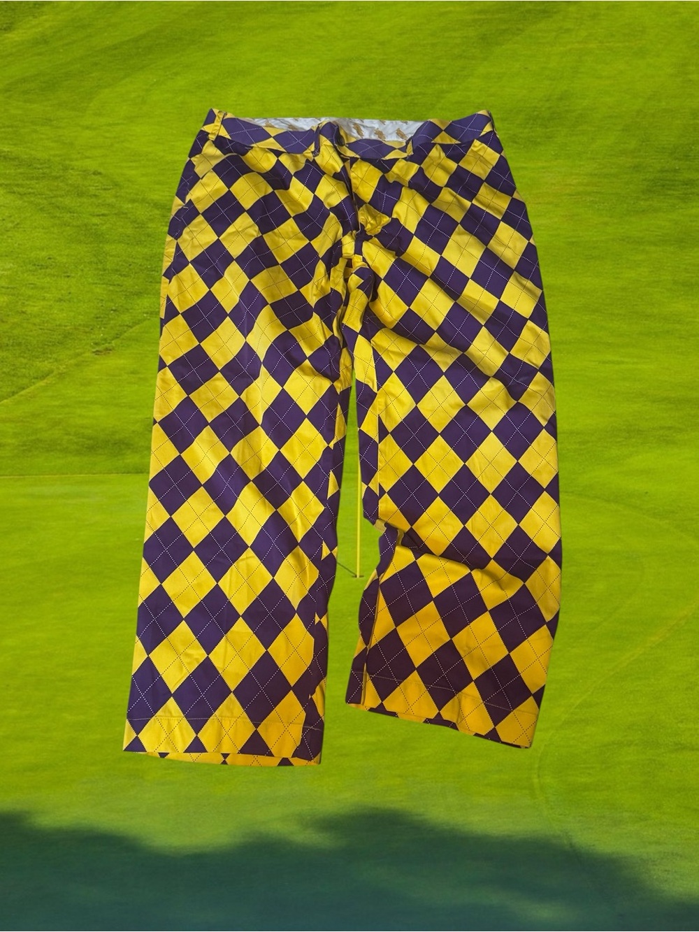 Purple & Yellow Loudmouth pants.